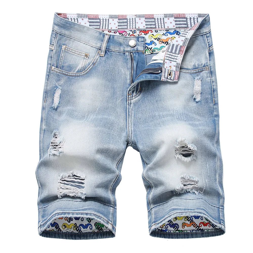 Pantaloncini di jeans casual con orlo floreale da uomo ATREND