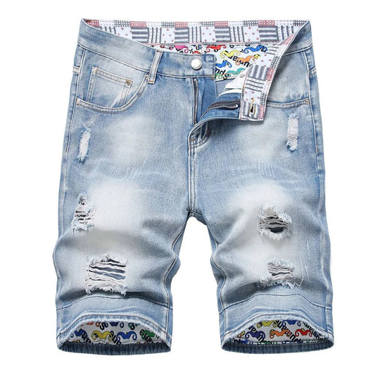 Pantaloncini di jeans casual con orlo floreale da uomo ATREND