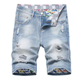 Pantaloncini di jeans casual con orlo floreale da uomo ATREND