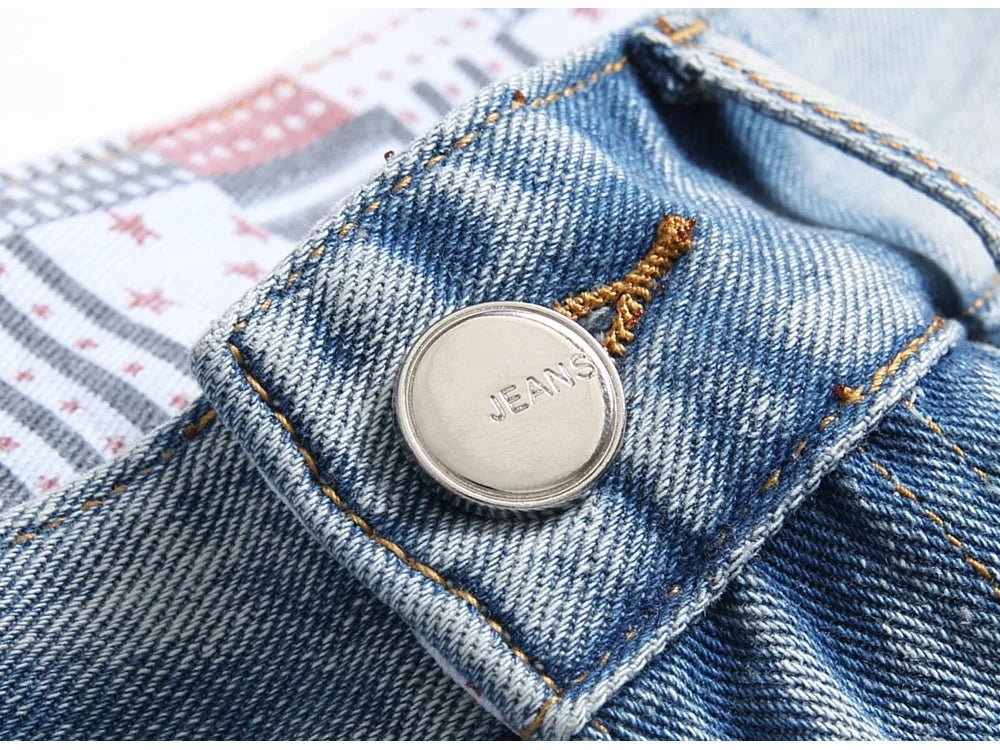 Pantaloncini di jeans casual con orlo floreale da uomo ATREND