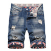 Pantaloncini di jeans casual con orlo floreale da uomo ATREND