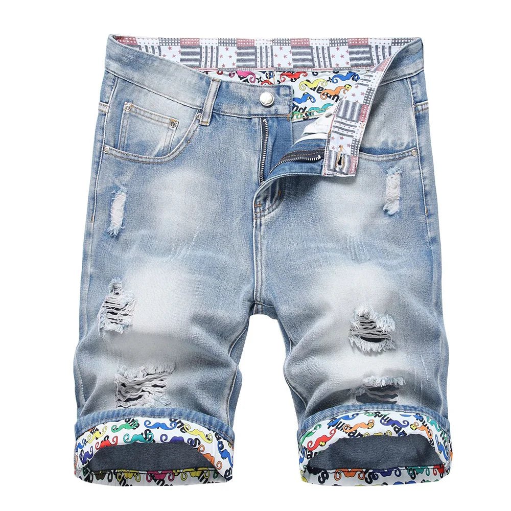 Pantaloncini di jeans casual con orlo floreale da uomo ATREND