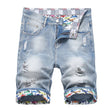 Pantaloncini di jeans casual con orlo floreale da uomo ATREND