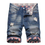 Pantaloncini di jeans casual con orlo floreale da uomo ATREND
