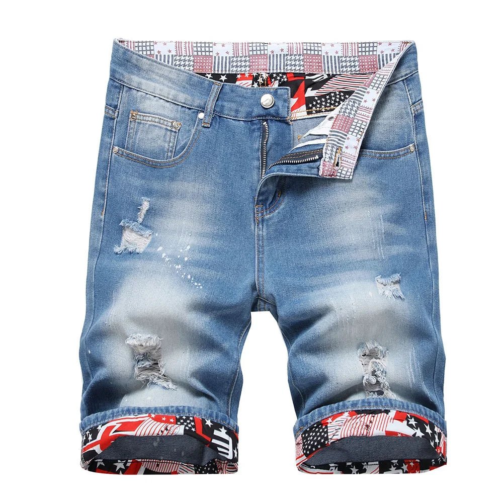 Pantaloncini di jeans casual con orlo floreale da uomo ATREND