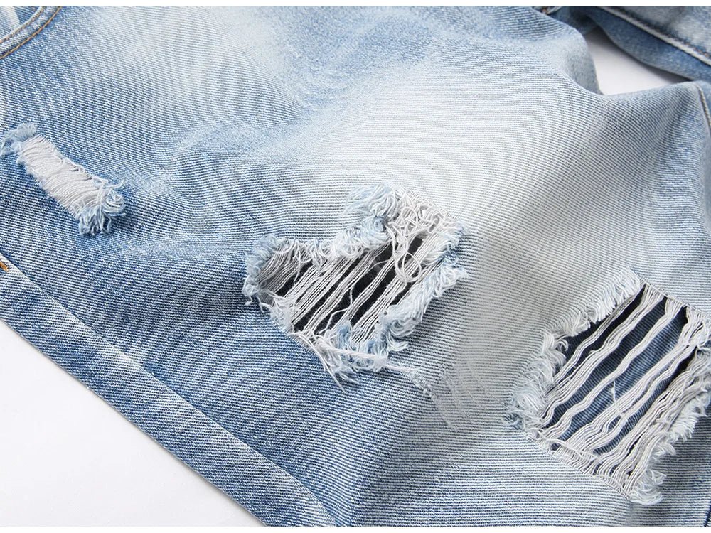 Pantaloncini di jeans casual con orlo floreale da uomo ATREND