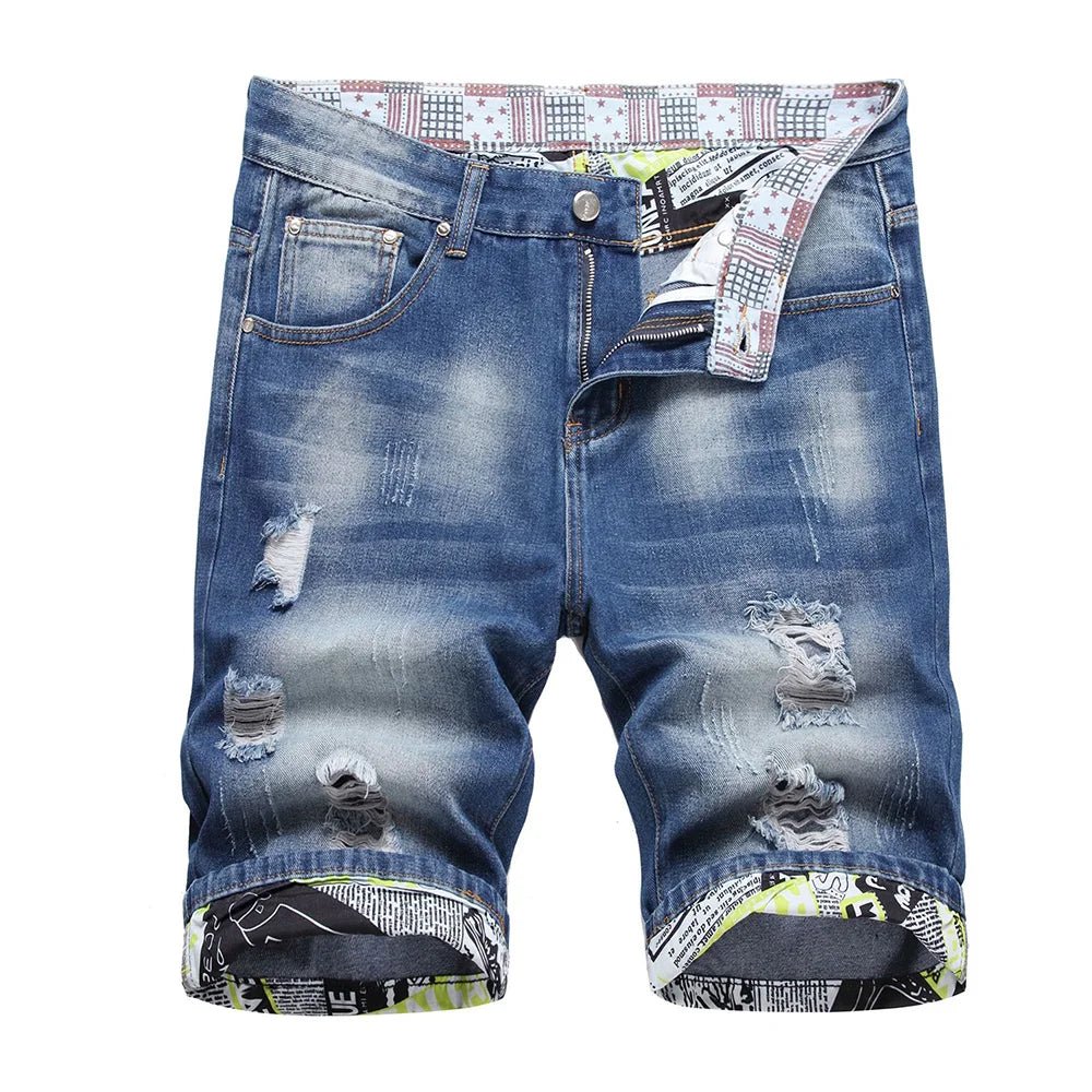Pantaloncini di jeans casual con orlo floreale da uomo ATREND