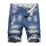 Pantaloncini di jeans casual con orlo floreale da uomo ATREND
