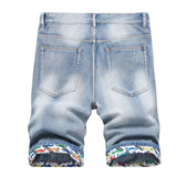 Pantaloncini di jeans casual con orlo floreale da uomo ATREND