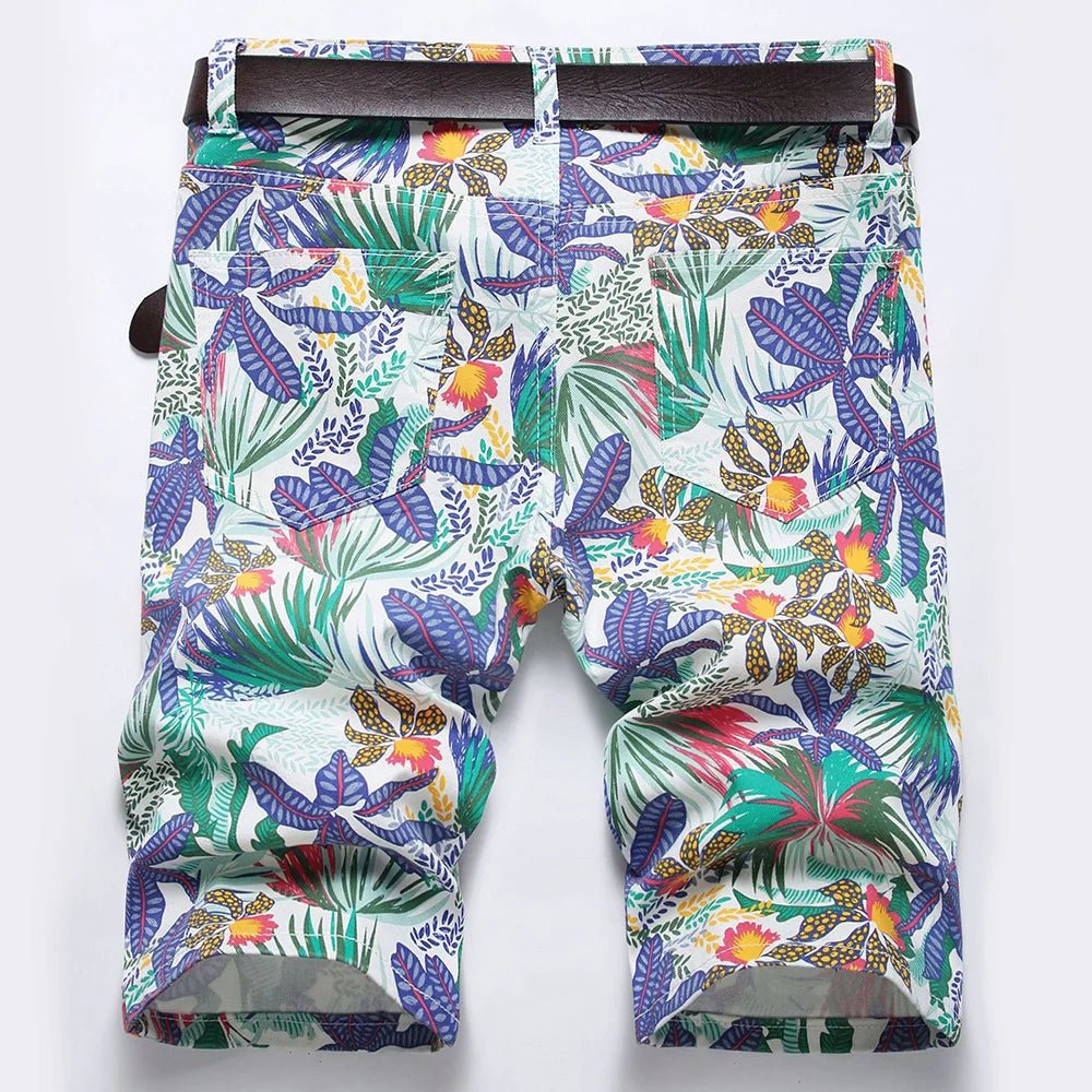 Pantaloncini di jeans con stampa floreale da uomo - Pantaloncini in jeans ATREND