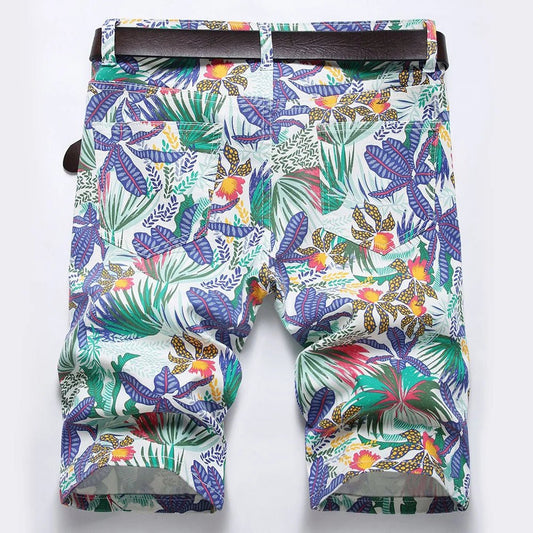 Pantaloncini di jeans con stampa floreale da uomo - Pantaloncini in jeans ATREND