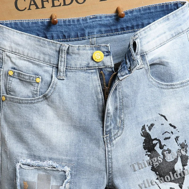 Pantaloncini di jeans grafici da uomo ATREND