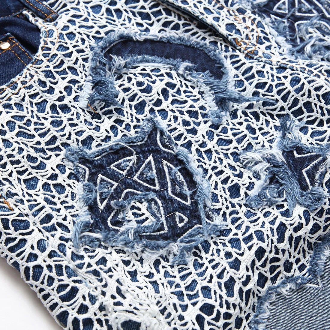 Pantaloncini di jeans patchwork da uomo - Pantaloncini in jeans ATREND