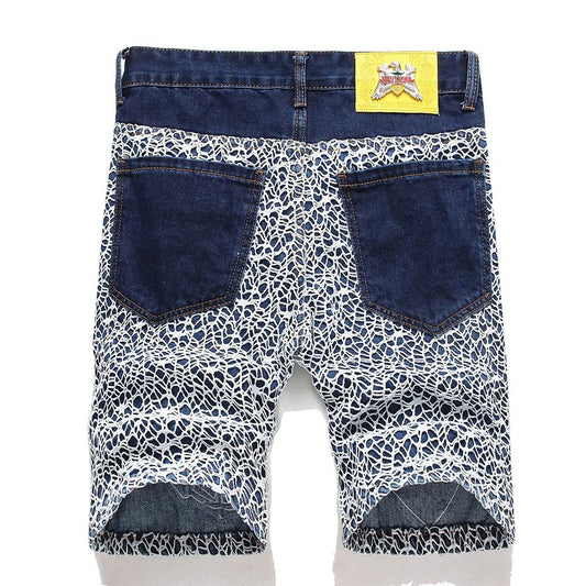 Pantaloncini di jeans patchwork da uomo - Pantaloncini in jeans ATREND