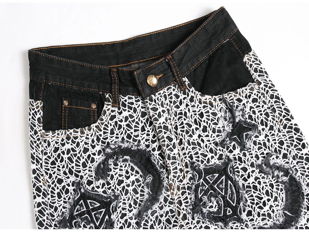 Pantaloncini di jeans patchwork da uomo - Pantaloncini in jeans ATREND