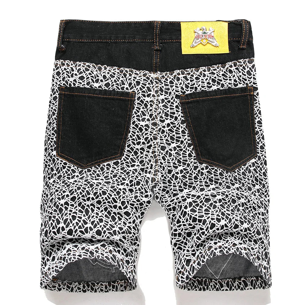 Pantaloncini di jeans patchwork da uomo - Pantaloncini in jeans ATREND