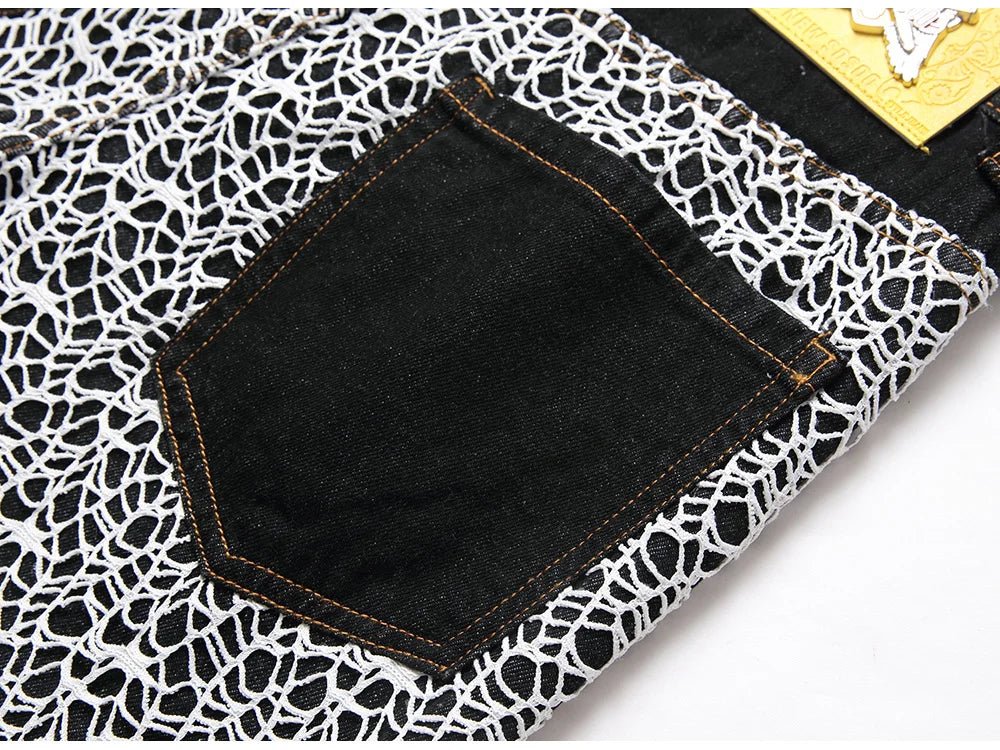 Pantaloncini di jeans patchwork da uomo - Pantaloncini in jeans ATREND