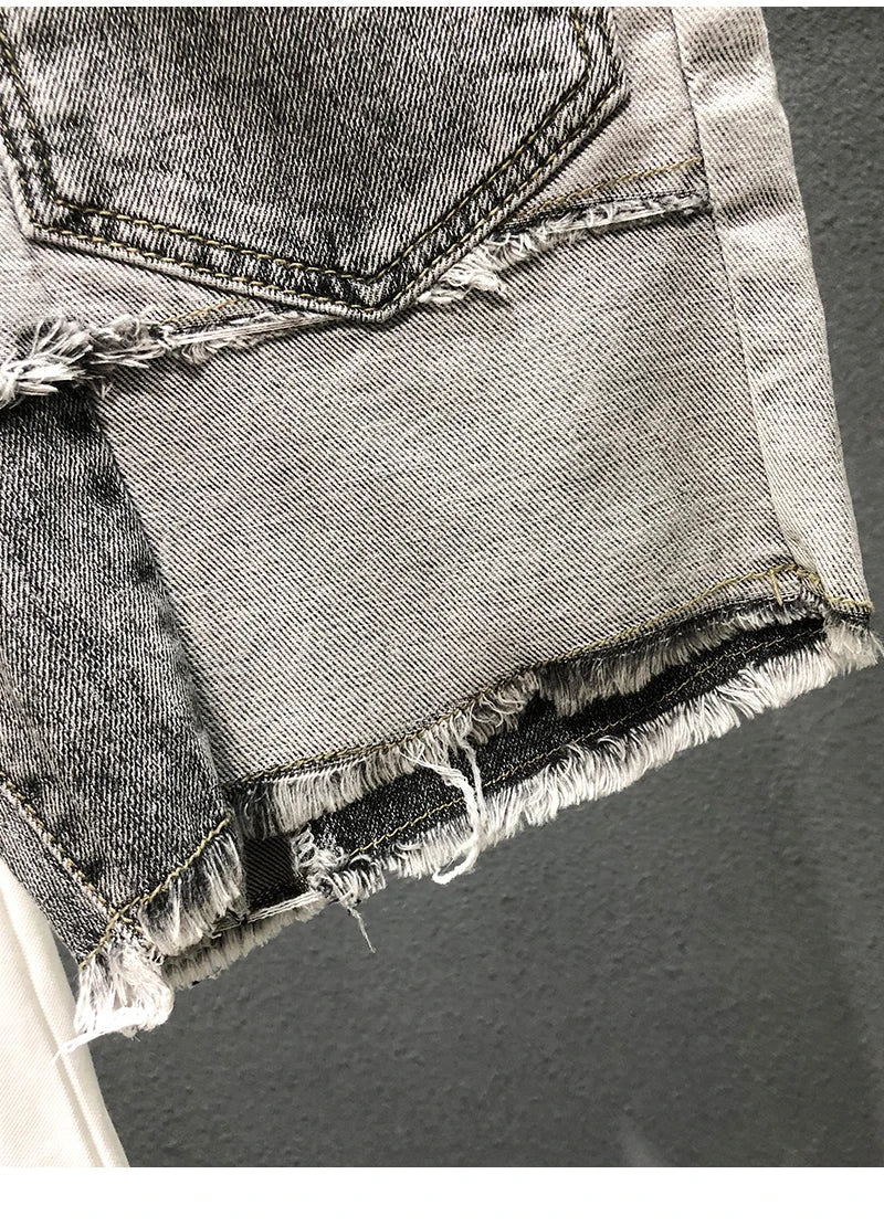 Pantaloncini di jeans patchwork multi tasche da uomo ATREND
