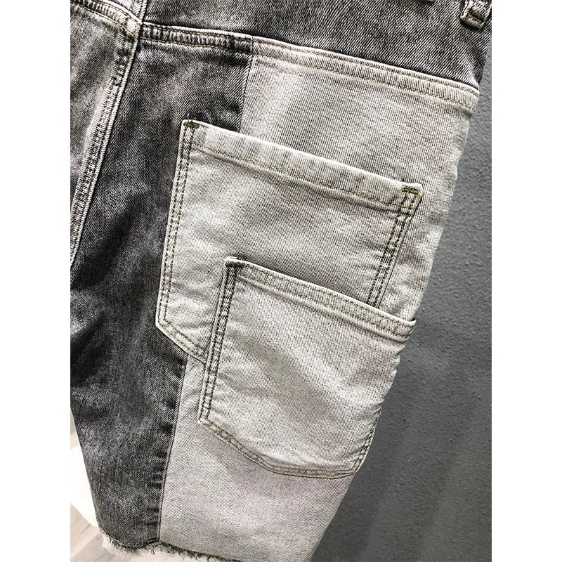 Pantaloncini di jeans patchwork multi tasche da uomo ATREND