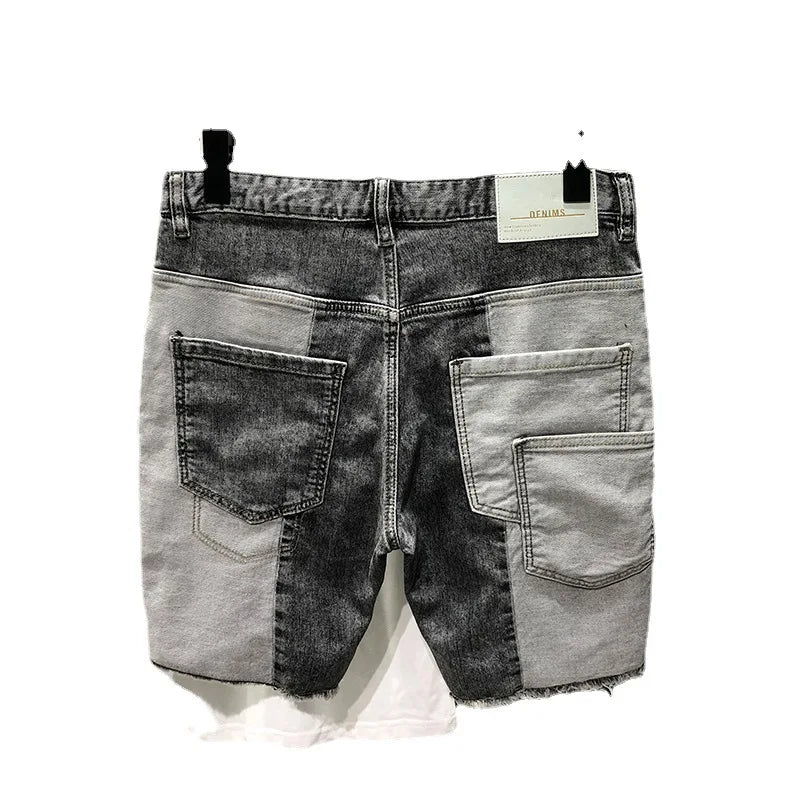 Pantaloncini di jeans patchwork multi tasche da uomo ATREND