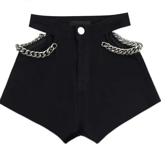 Pantaloncini di jeans scavati con catena da donna ATREND