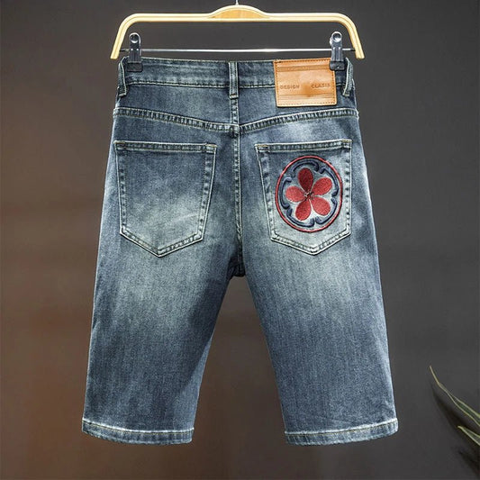 Pantaloncini di jeans vintage con stampa animale da uomo ATREND