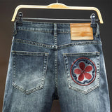 Pantaloncini di jeans vintage con stampa animale da uomo ATREND