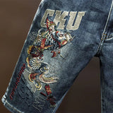 Pantaloncini di jeans vintage con stampa animale da uomo ATREND