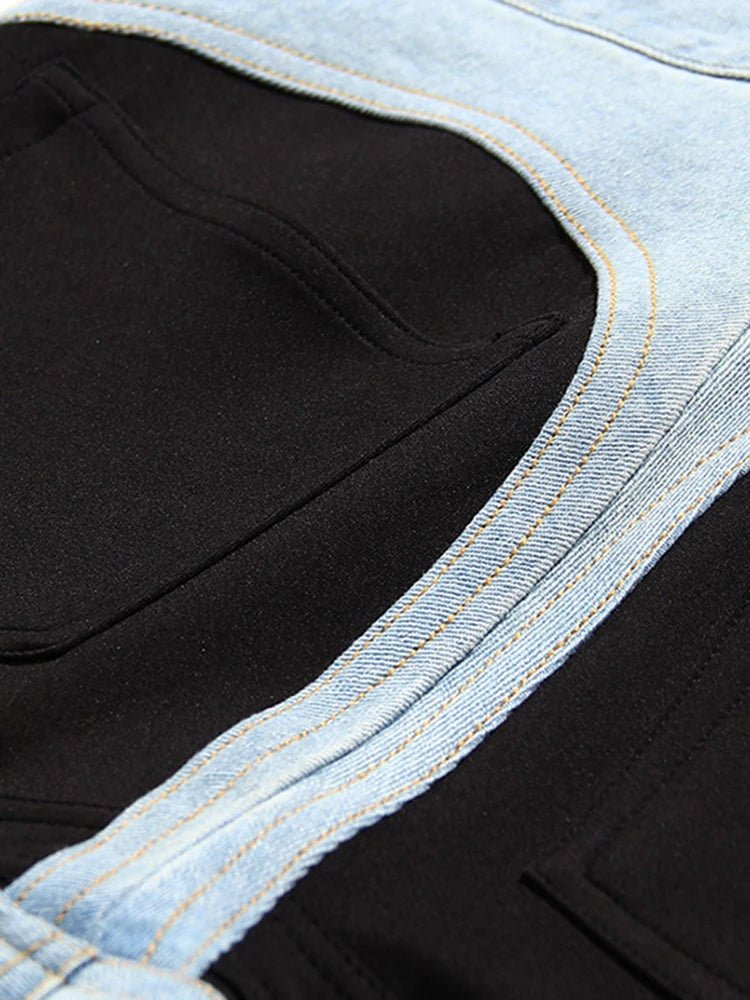 Pantaloni a matita patchwork in denim da donna ATREND