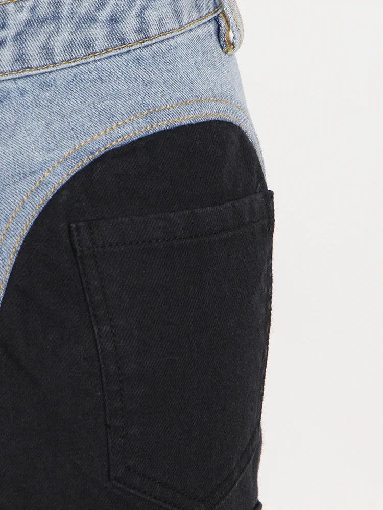 Pantaloni a matita patchwork in denim da donna ATREND
