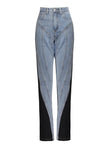 Pantaloni a matita patchwork in denim da donna ATREND