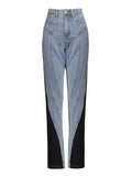 Pantaloni a matita patchwork in denim da donna ATREND