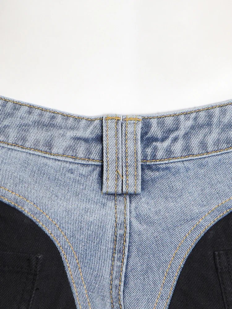 Pantaloni a matita patchwork in denim da donna ATREND