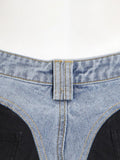 Pantaloni a matita patchwork in denim da donna ATREND