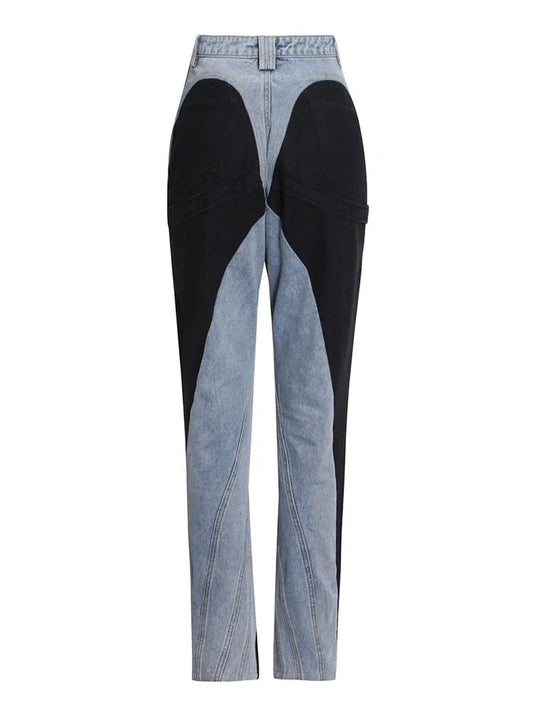 Pantaloni a matita patchwork in denim da donna ATREND