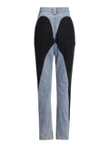 Pantaloni a matita patchwork in denim da donna ATREND