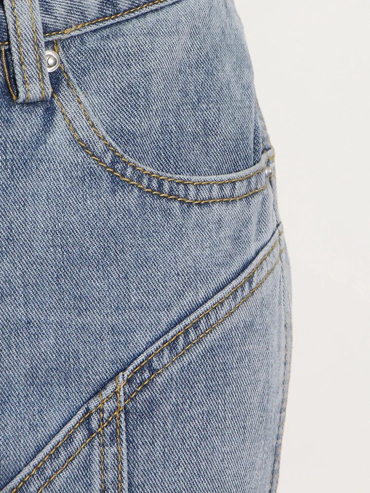 Pantaloni a matita patchwork in denim da donna ATREND