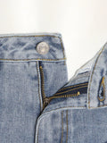 Pantaloni a matita patchwork in denim da donna ATREND