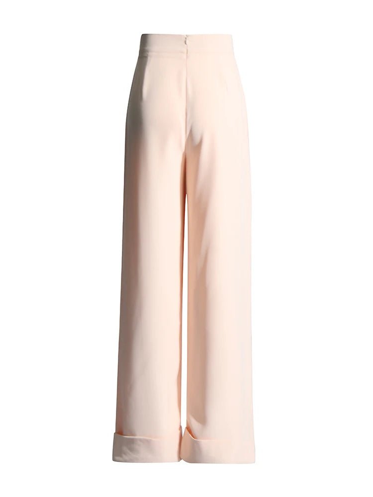 Pantaloni casual a vita alta con tasche a filetto da donna ATREND
