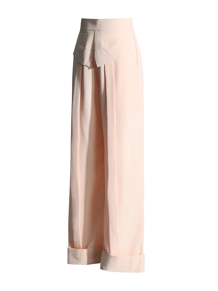 Pantaloni casual a vita alta con tasche a filetto da donna ATREND