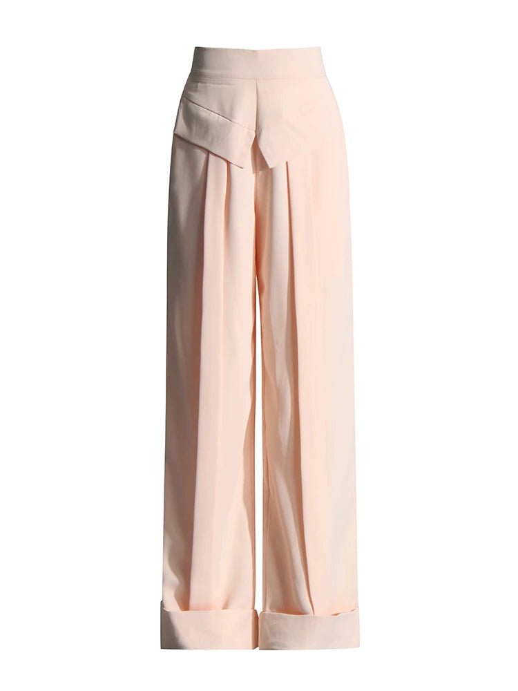 Pantaloni casual a vita alta con tasche a filetto da donna ATREND
