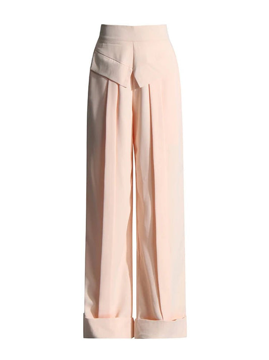Pantaloni casual a vita alta con tasche a filetto da donna ATREND