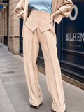 Pantaloni casual a vita alta con tasche a filetto da donna ATREND