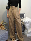 Pantaloni casual a vita con fascia elastica a gamba larga da donna ATREND