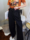 Pantaloni casual a vita con fascia elastica a gamba larga da donna ATREND