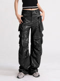 Pantaloni casual multi tasche in pelle PU da donna ATREND