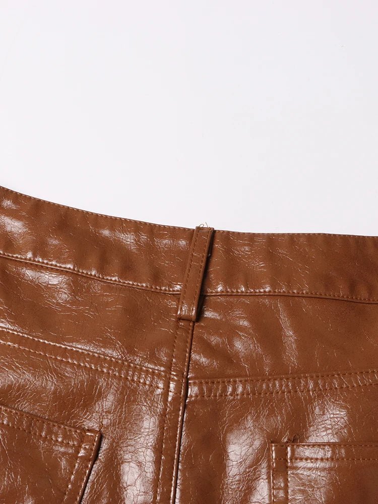 Pantaloni casual multi tasche in pelle PU da donna ATREND