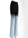 Pantaloni patchwork con denim e cinture sul ginocchio da donna ATREND