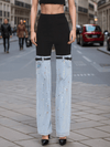 Pantaloni patchwork con denim e cinture sul ginocchio da donna ATREND
