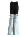 Pantaloni patchwork con denim e cinture sul ginocchio da donna ATREND